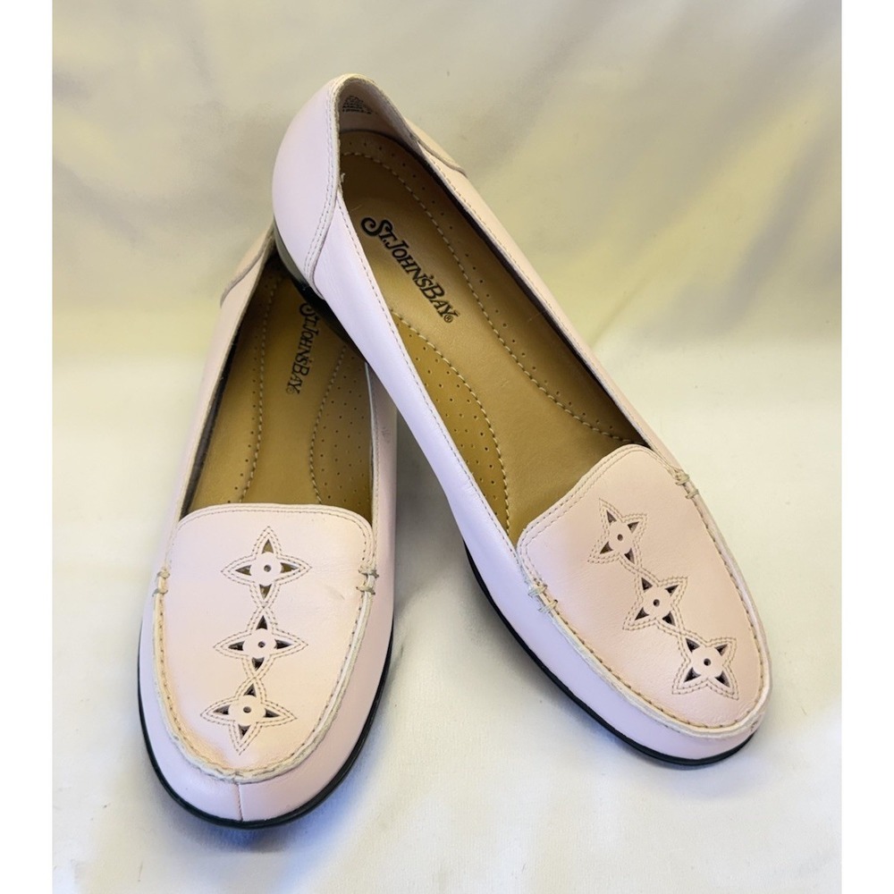 St. John's Bay Women's Size 7 Light Pink Loafers Cutout Accents Casual Spring